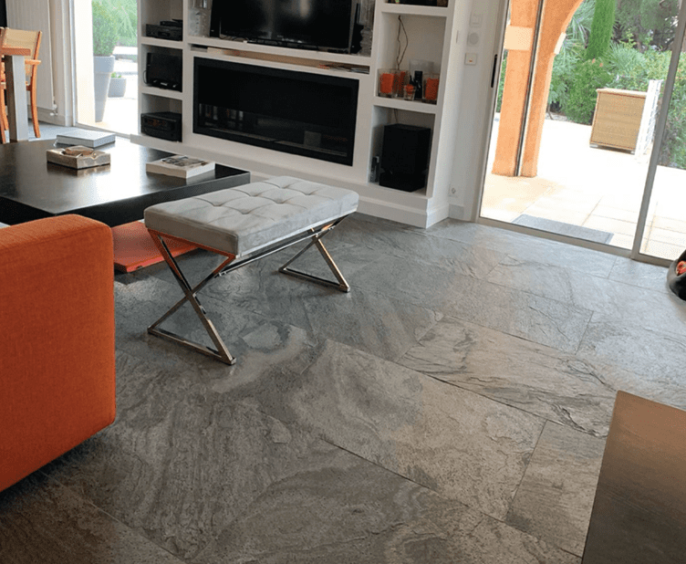 Flexible stone veneers as a floor cladding