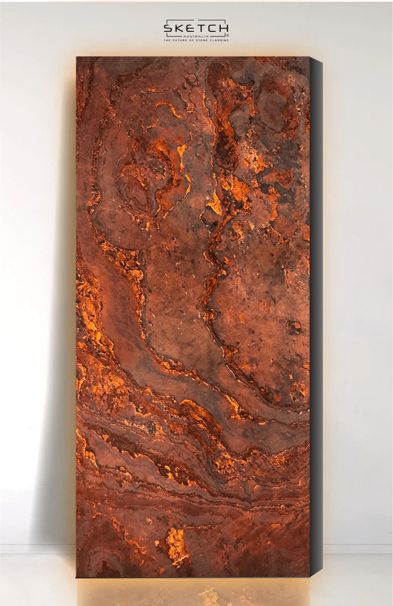 Terra Red – SK350 | Light Diffusing Thin Natural Stone Panels - Sketch Australia