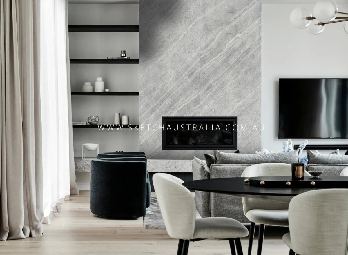 Stripe Grey - SK130 | Thin Natural Stone Panels - Sketch Australia